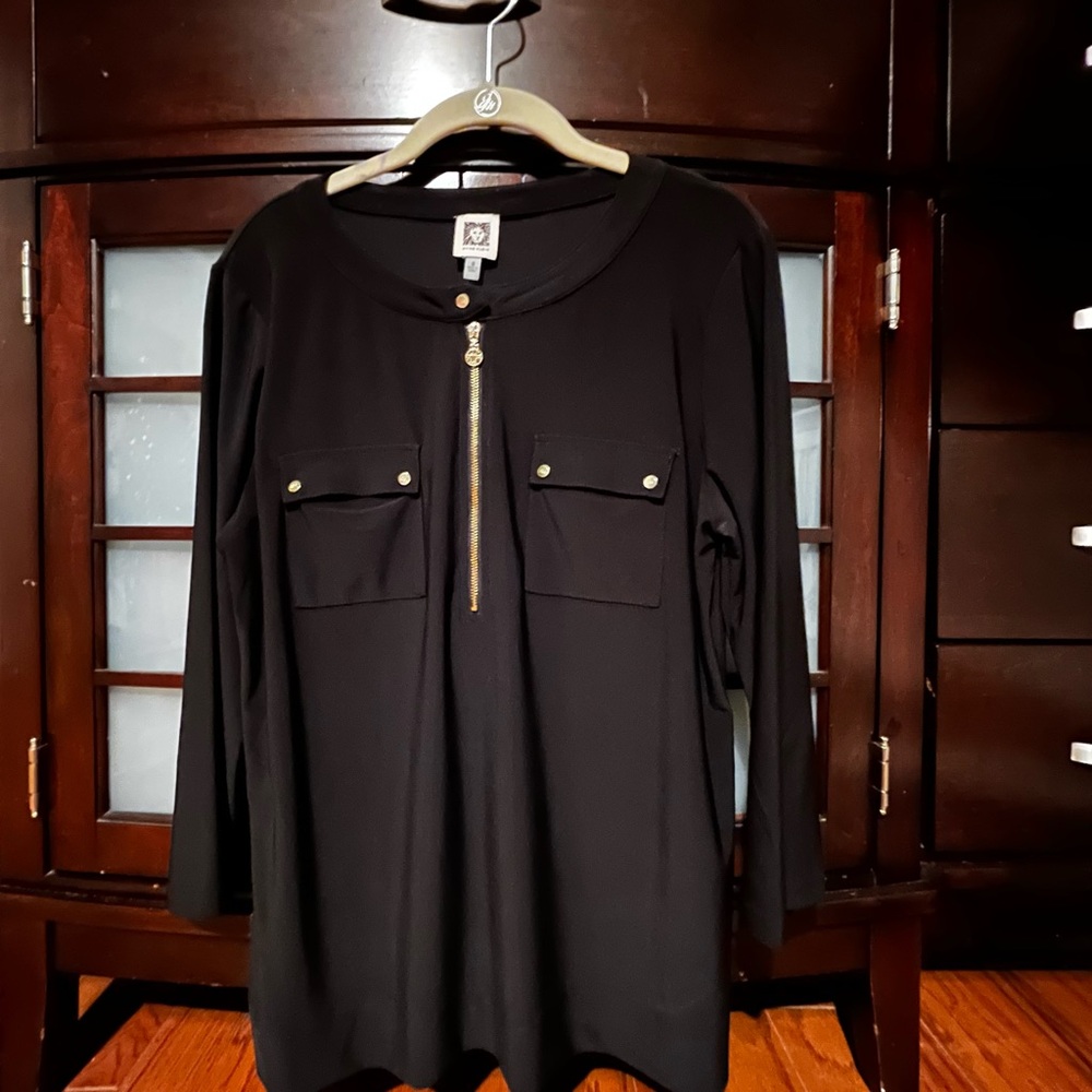 Black Women's Blouse with Gold Accents